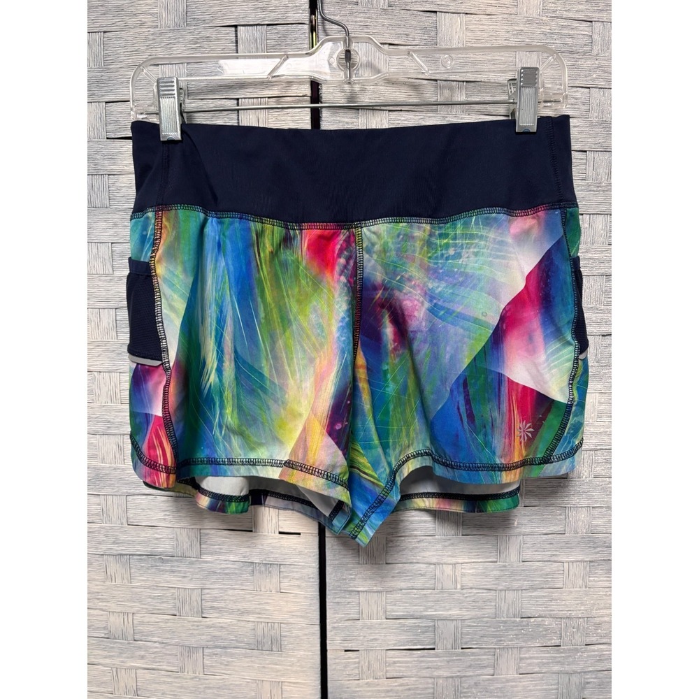 Athleta Womens Small Tropea Ready Set Shorts Printed Running Shorts Multicolor